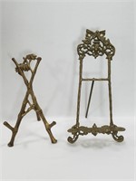 2 Brass Metal Asian Style Easel / Stand / Holder