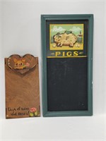 PIGS Chalkboard & Pig Clipboard - Wall Home Decor