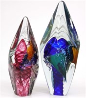(2) WOA Art Glass Paperweights