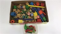 Large Lot of Vintage Tinkertoys and Wooden Blocks