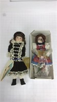 2 Franklin Heirloom 1984 Porcelain Dolls in Boxes