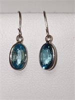 $1000 14K  Rare Blue Zircon(2.6ct) Earrings