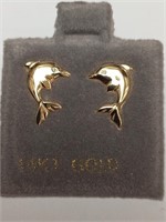 $70 14K  Dolphin Screwback  Earrings