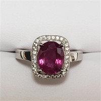 $160 Silver Ruby CZ Ring
