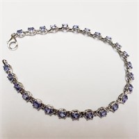 $500 Silver Rhodium Plated  Tanzanite(5ct) Bracele