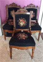 3 walnut Eastlake Victorian dining chair with