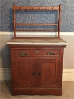 Walnut wash stand with marble top