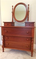 Campbellsville Cherry dresser with oval mirror, 2