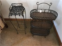Metal/ Basket Woven Plant Shelf & All Metal Stand