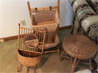 Wicker Wall Hanging Coat Rack, Retain Basket Rack