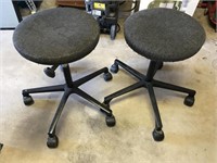 Pair of Matching Rolling Adjustable Stools