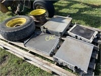 Pallet of Tractor tires and radiators