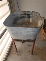 Galvanized  rinse tub on stand