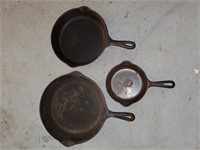 3 cast iron skillets (griswold, wagner, unknown)