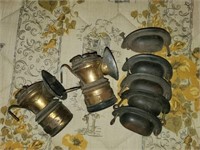 2 Auto lights carbid (set of 6 antique handles)