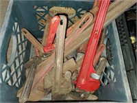 Crate of Assorted Pipe Wrenches