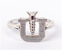 Jewelry 10kt White Gold Screw "U" Novelty Ring