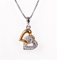 Jewelry Sterling Silver Diamond Heart Necklace