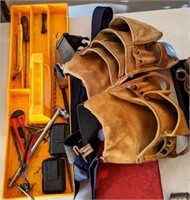 Two Leather Tool Pouches, Plastic Tool Tray & More