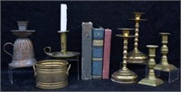 10 pcs. Antique Books & Vintage Brass