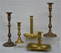 5 pcs. Vintage & Antique Brass Candlestick Holders
