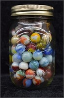 Vintage Ball Jar FULL of Antique & Vintage Marbles