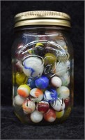 Vintage Ball Jar FULL of Antique & Vintage Marbles