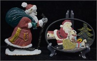 Vintage Cast Iron Santa Claus Door Stop & Trivet