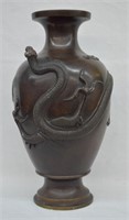 Antique Japanese Meji Period Bronze Dragon Vase