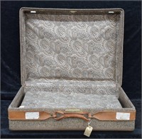 Vintage Harmann Luggage Tweed & Leather Suitcase
