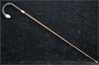 ca. 1850 Sterling Silver Accent Walking Stick