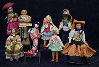 8 pcs. Vintage International Souvenir Dolls