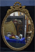 Antique Oval Gilt Wood Entryway Mirror