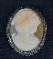 Antique German Silver Natural Shell Cameo