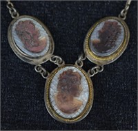 Antique Natural Abalone Shell Cameo Necklace
