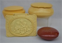 4 pcs. Antique Celluloid & Pyralin Ivory Boxes