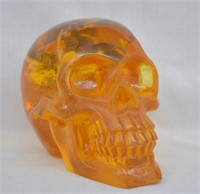 Reconstituted Amber Skull w/ Butterfly Inclusion