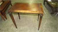 BURL WALNUT FINISH LEATHER TOP SIDE TABLE