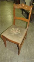 ROSE CARVED NEEDLEPOINT CHAIR