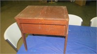 EARLY PRIMITIVE LIFT TOP SEWING BOX