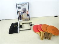 Table Tennis Net and Paddles with Football Game