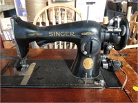 Vintage Sewing Machine in cabinet  with Stool