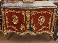 A LARGE LATE 20TH CENTURY MARQUETRY SIDEBOARD