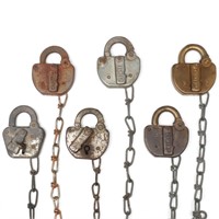 SIX PADLOCKS STAMPED FOR FOUR DIFFERENT RAILROADS