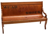PETERS SHOES BENTWOOD BENCH W ADVERTISING C. 1920