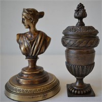2 Vintage Classic Bronze Sculptures 7"H