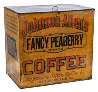 A 'FANCY PEABERRY' ADVERTISING COFFEE BIN