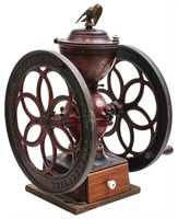AN ENTERPRISE DOUBLE WHEEL COFFEE MILL WITH EAGLE