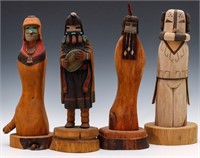 A COLLECTION OF ARTIST SIGNED CARVED KACHINA DOLLS