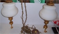 (2) Hanging lights with pull chain switches.